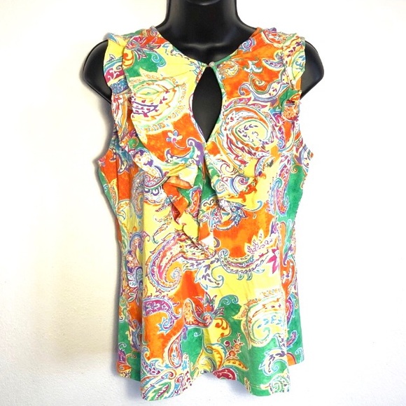 Ralph Lauren Large Sleeveless pastel paisley top - Picture 1 of 6